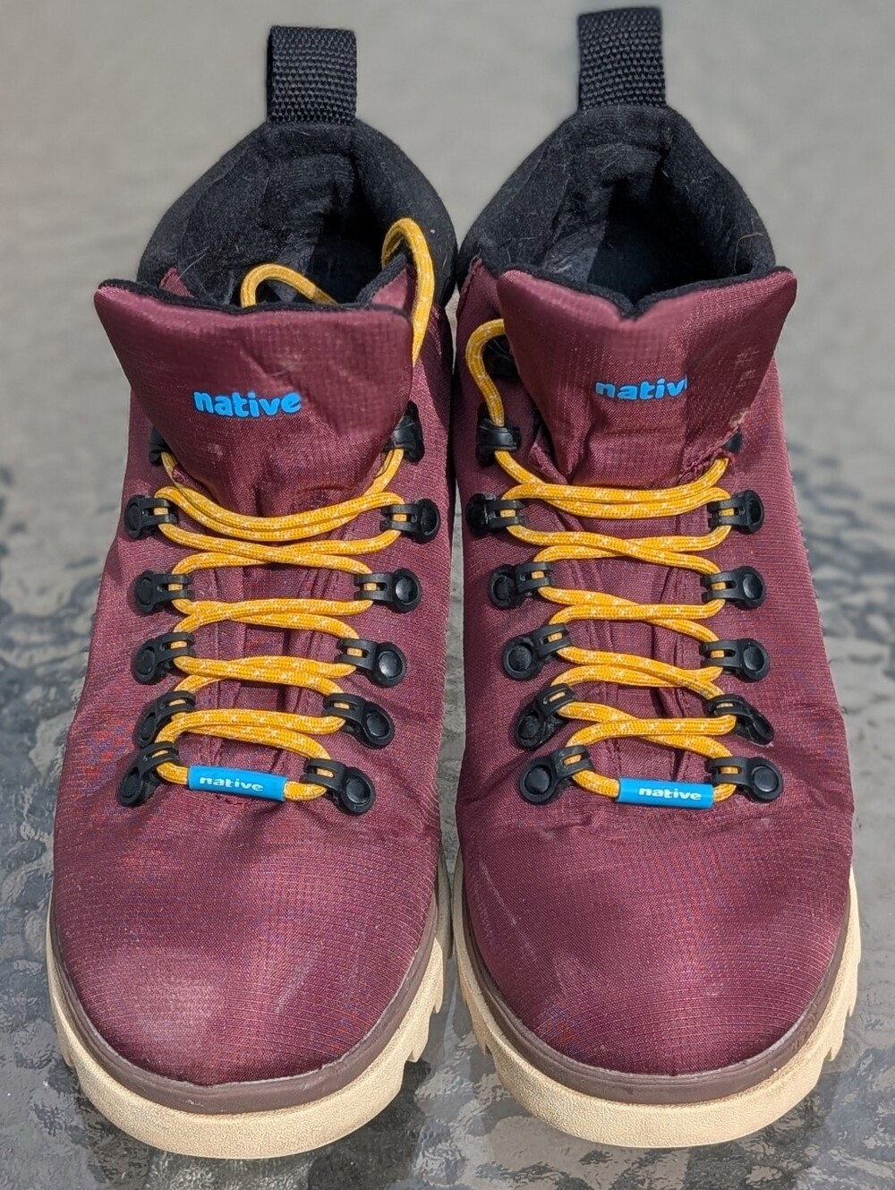 Native Fitzsimmons Men's Hiking Boots Size 11 Maroon Burgundy Rugged Lace Up